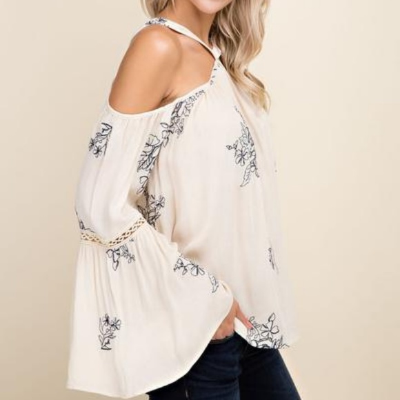 Blushing Heart  Off Shoulder Long Sleeve Blouse - Picture 3 of 3